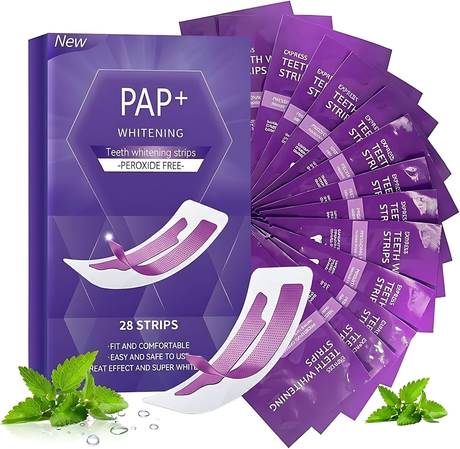 Lot de 14 paires de bandes de blanchiment des dents, blanchiment des dents efficaces en 7 jours, sans sensibilité, saveur menthe professionnelle