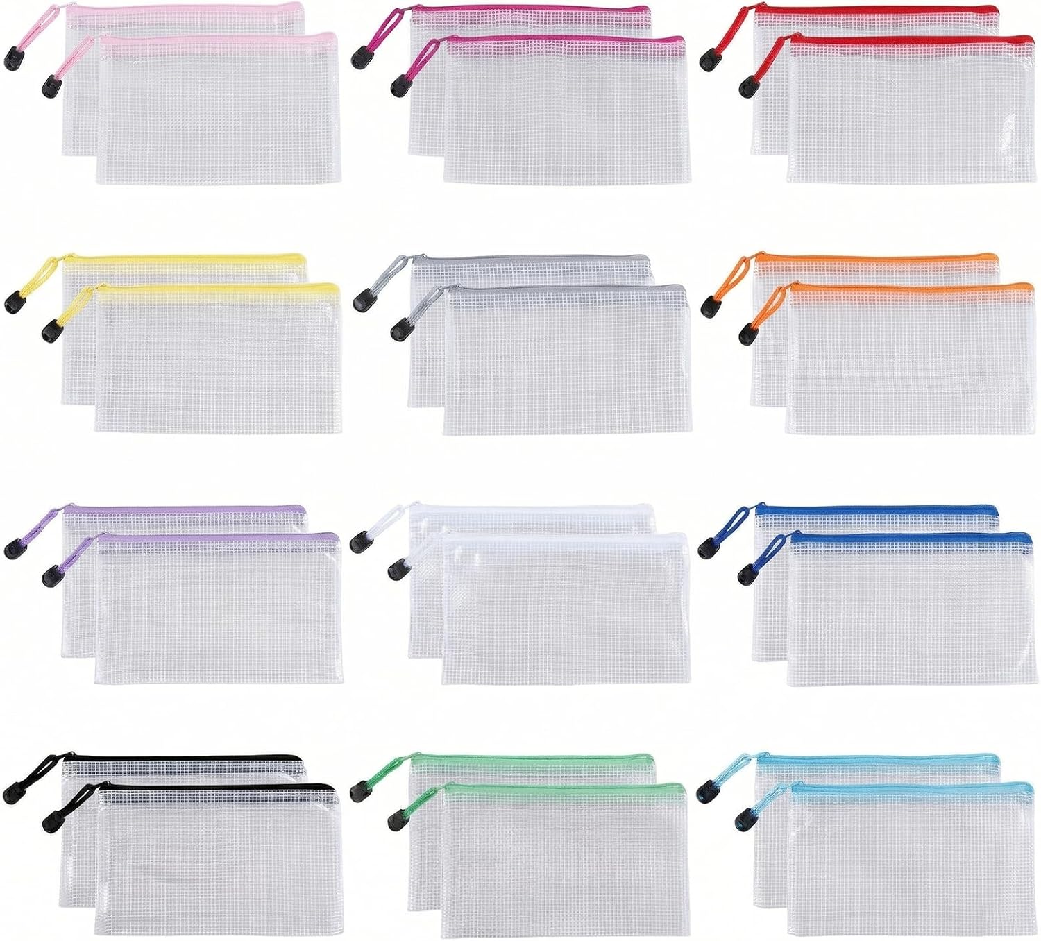 Carehabi Sacchetto di Zip Impermeabile Trasparente 24 Pezzi A6, Buste Plastica Richiudibili, Cartelline Porta Documenti Viaggio per Ufficio Scuola, Organizzazione Ricevute Cosmetici