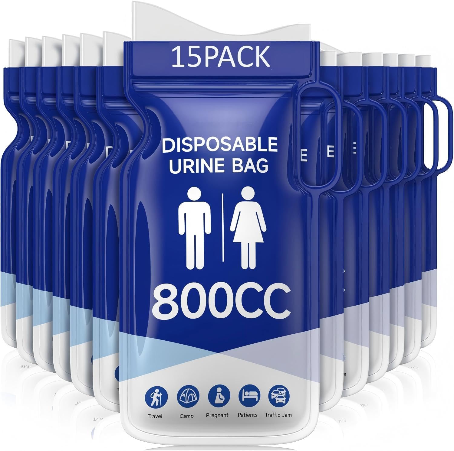 Carehabi Einweg-Urinbeutel für Unterwegs, 800 ml, Mobile Notfalltoilette, für Camping, Reisen, Stau, Auto