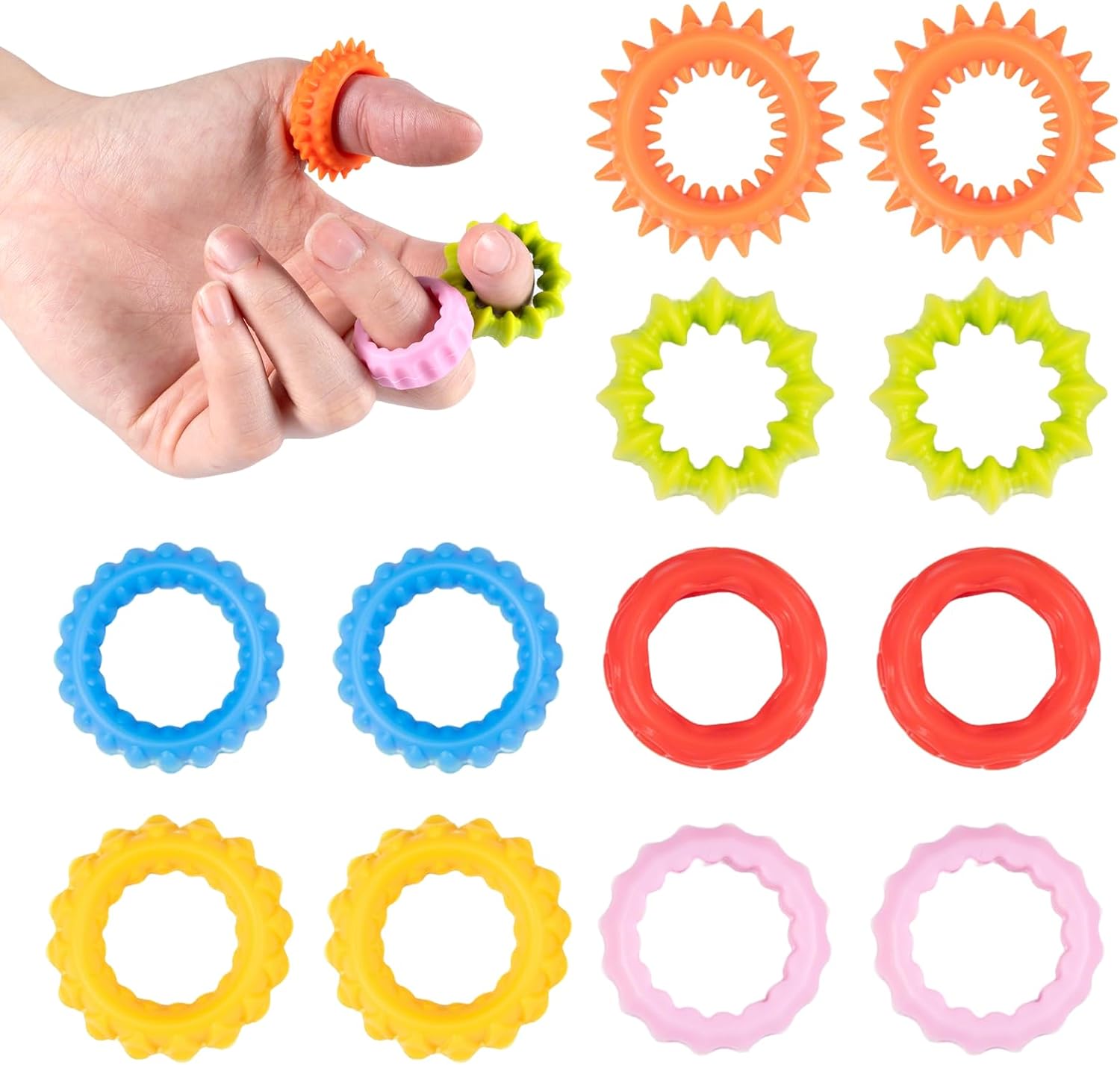 Carehabi Anelli Per Agopuntura Antistress 12 Pezzi Anello Antistress Anello Massaggiante per le Dita per Adolescenti e Adulti