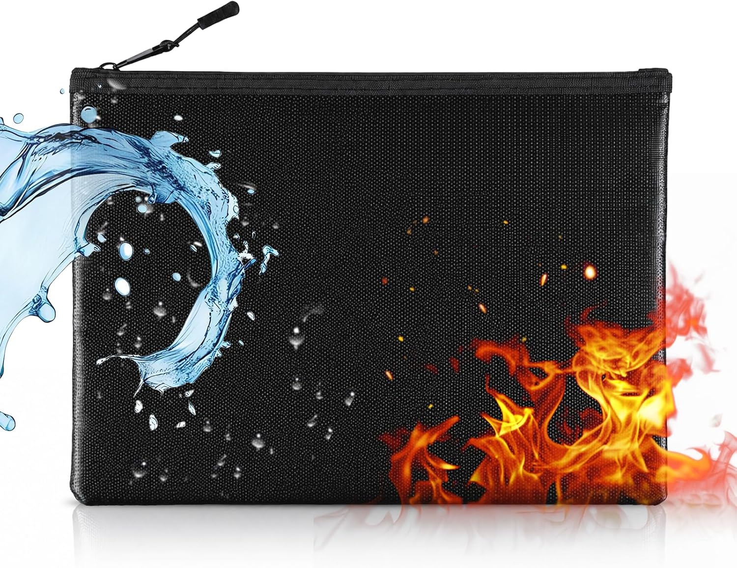 Carehabi Pochette Anti Feu, Pochette Etanche Document 34 x 24 cm, Jusqu’à 4200 °F, Fibre de Verre Enduite de Silicone, Sac Ignifuge pour Passeport, Espèces et Certificats