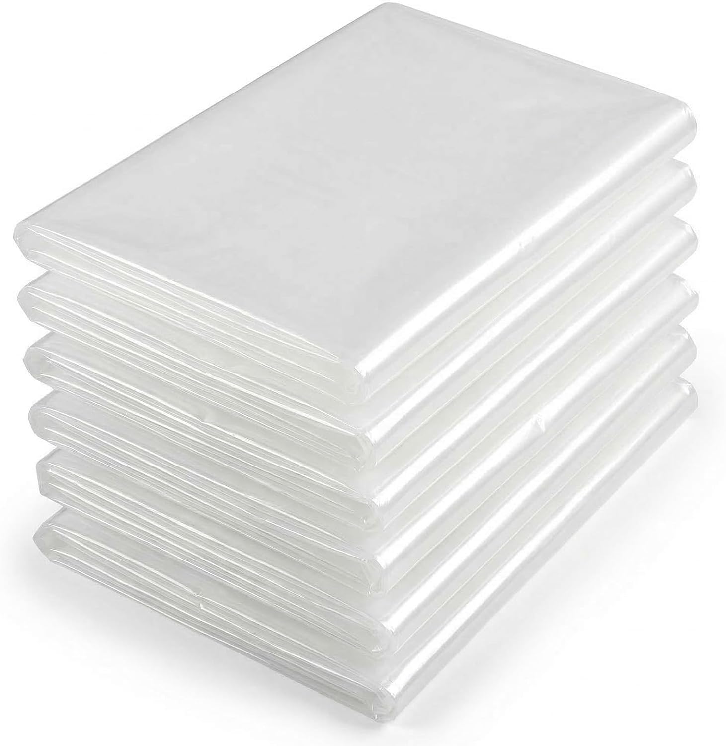 6 x Plastico Cubretodo, 4 x 5 m, De 8 Micras, Extra Resistentes y Gruesas, Plastico Protector Muebles, Lona Protectora, Lona De Protección Para Obras, Transparente, Ideal Para Mudanzas y Reformas