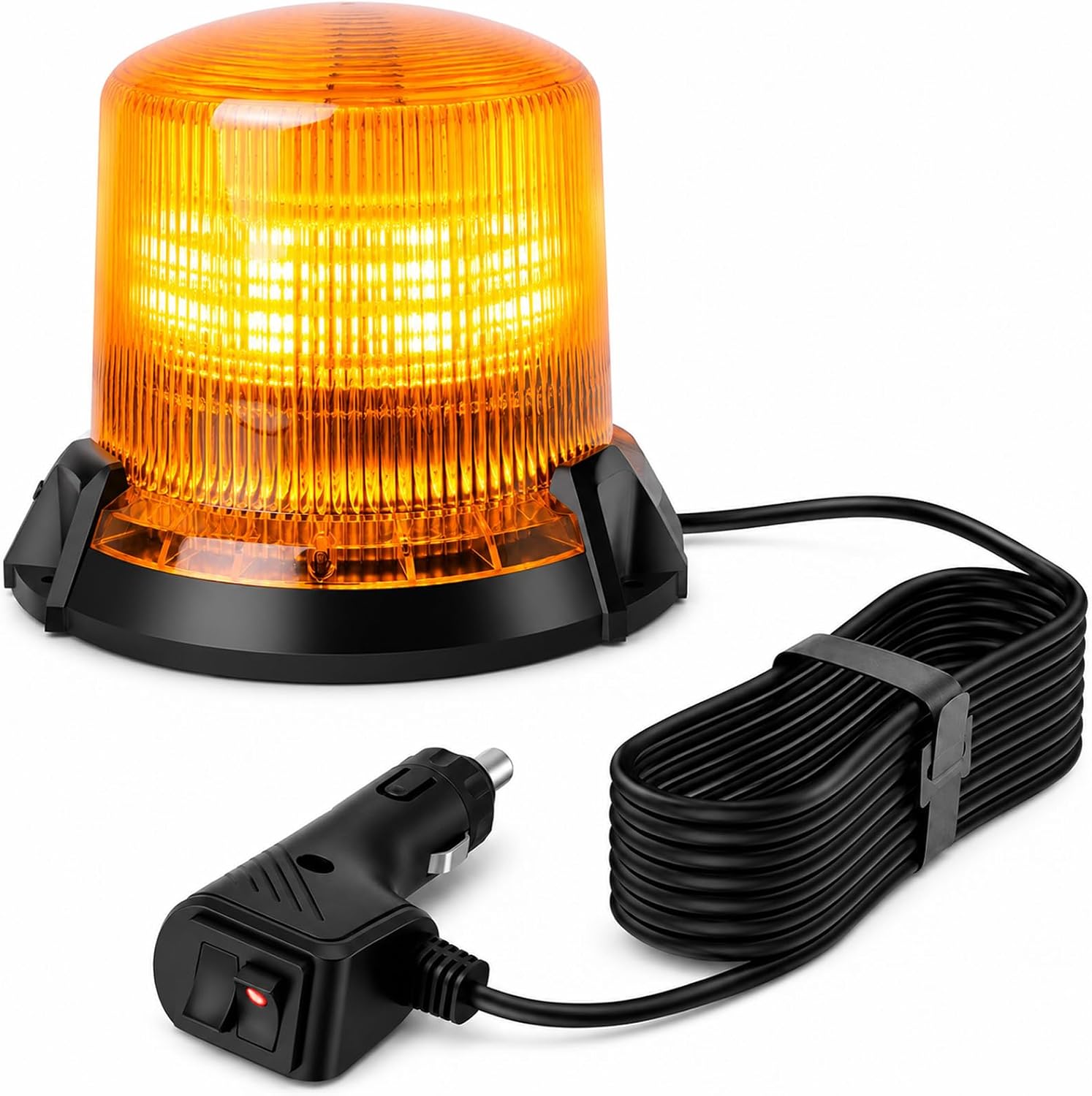 Girofaro LED Arancione, 7W Luce Lampeggiante 12V 24V 48V, Luce Stroboscopica Magnetica Segnalatore Luminoso Impermeabile per Camion, Trattore e Auto, 90 LED, 2 Modalità con Cavo 3m e Interruttore