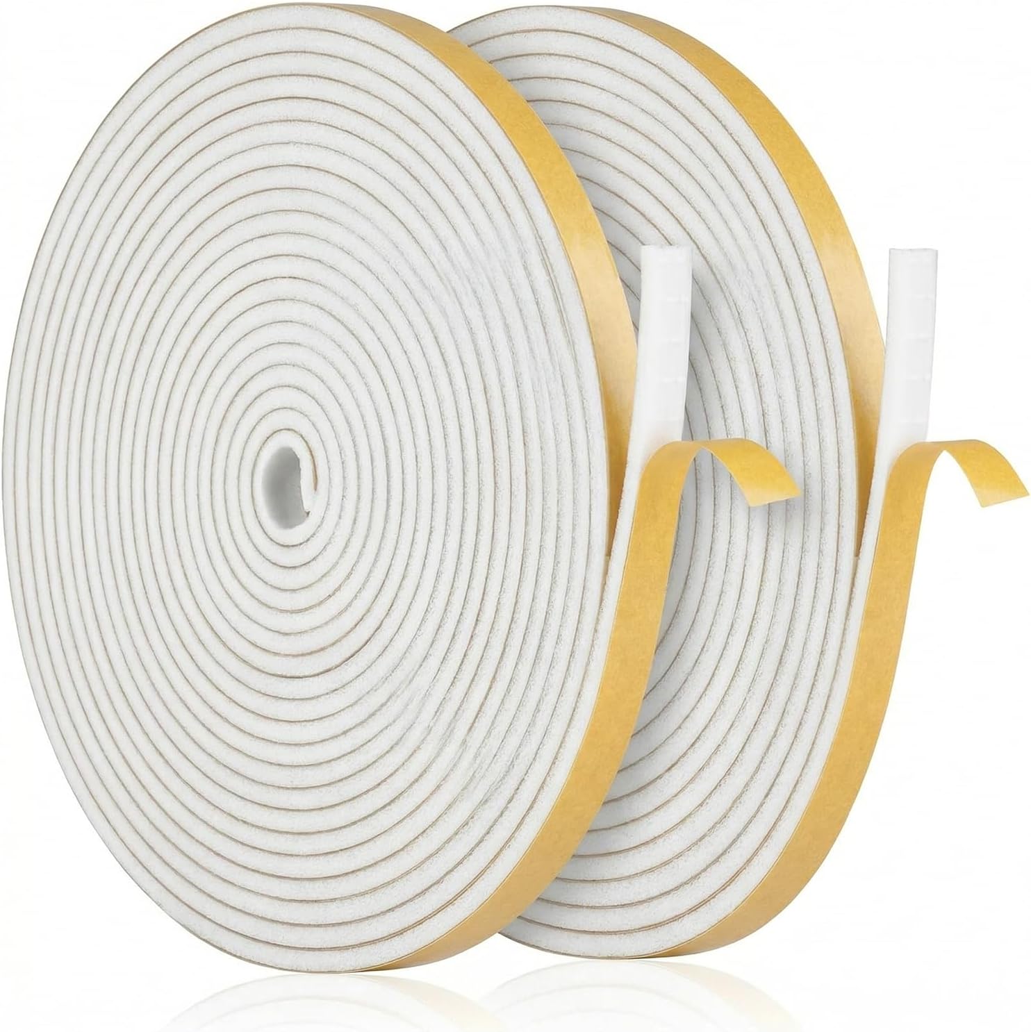 Lot de 2 joints de porte autocollants - 10 m x 6 mm - Pour fenêtres, portes, fenêtres de toit, courants d'air, isolation phonique - Blanc