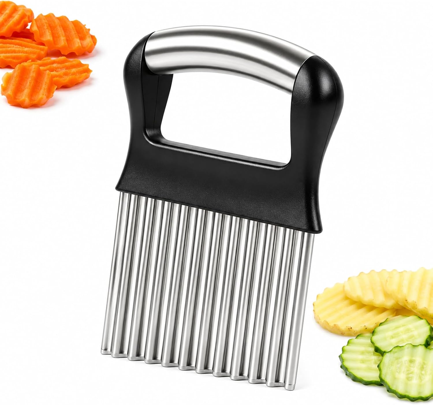 Wellenschneider Wellenmesser Riffelmesser aus Edelstahl Wellenschnittmesser für Gemüse,Pommes, Butter