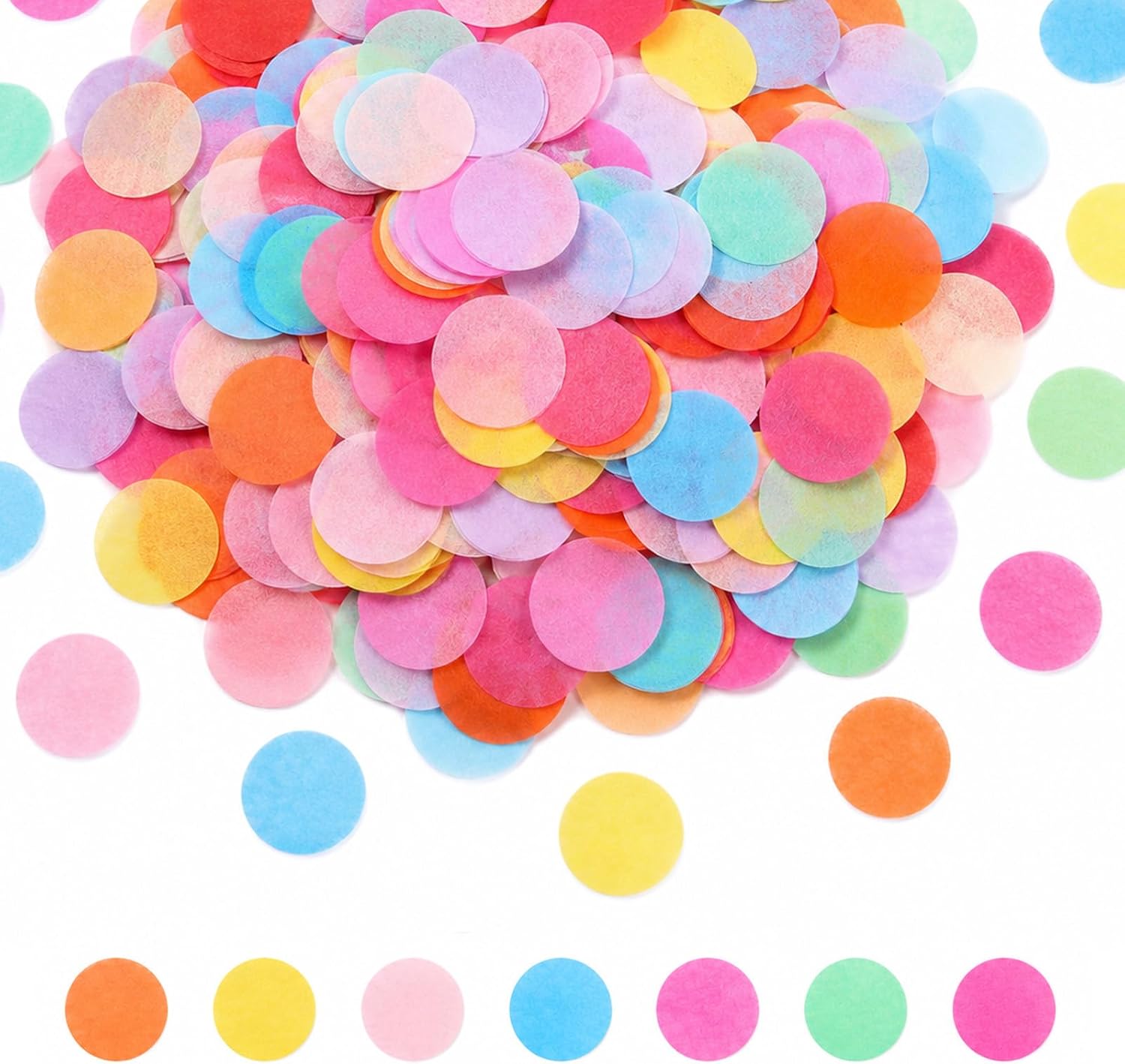 Coriandoli colorati da 2,5 cm, grandi, multicolori, rotondi, decorazione da tavolo, coriandoli di carta per compleanni, matrimoni, feste (60 g)