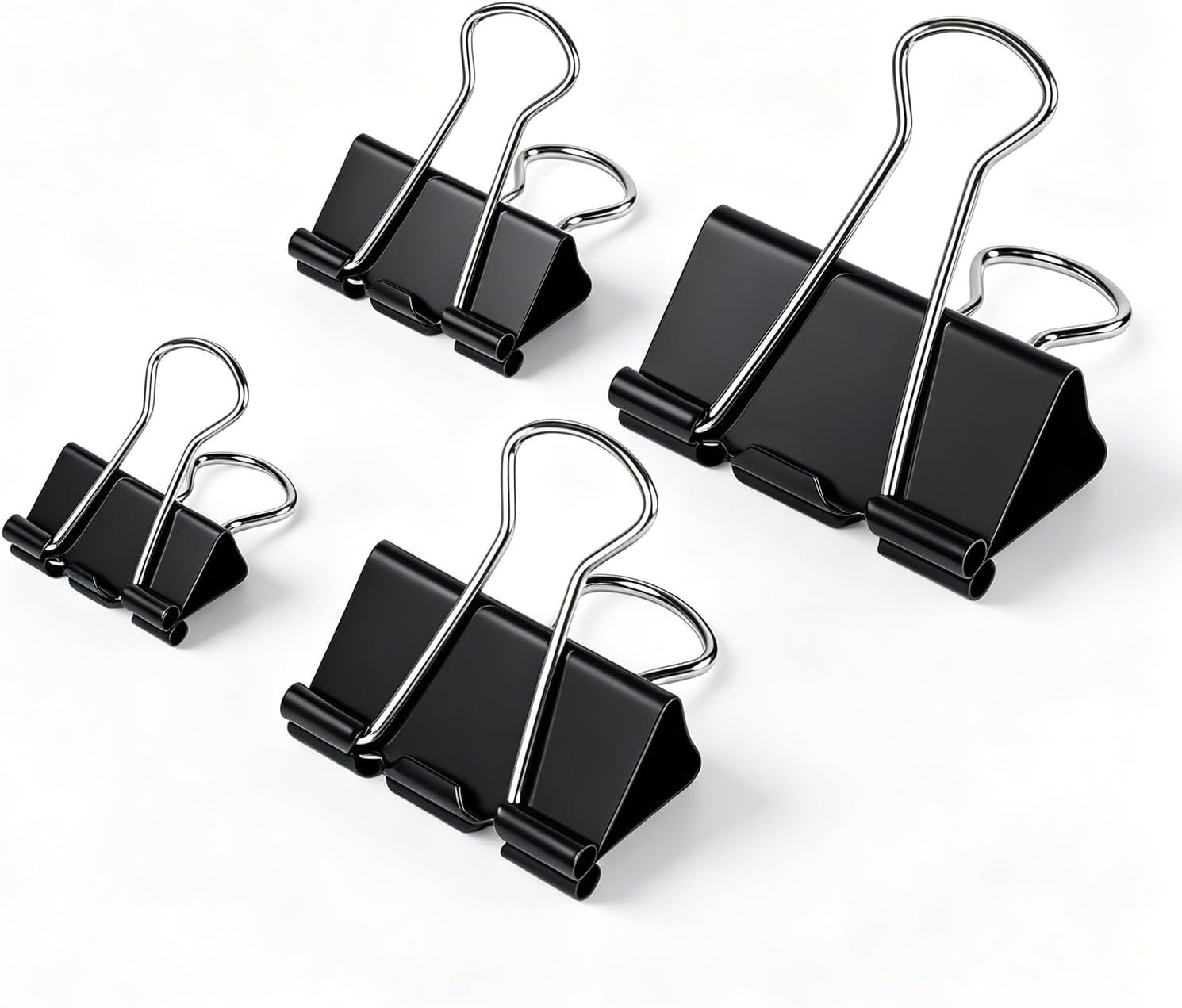 180pcs Pince Double Clip, Pinces Clip Métalliques Repliables Noir