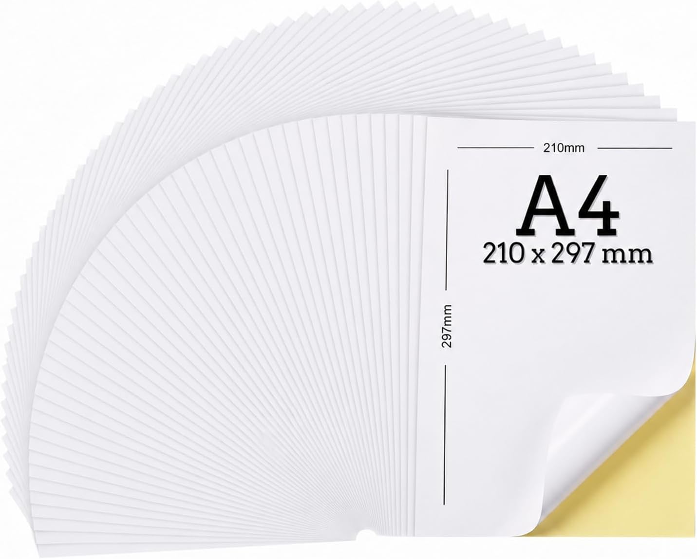 100 Fogli Etichette Adesive A4 210 x 297 mm, Pagina Intera, Carta Autoadesiva Bianca Opaca Stampabile per Stampanti Laser e Inkjet, Spedizioni, Ufficio e Fai da Te