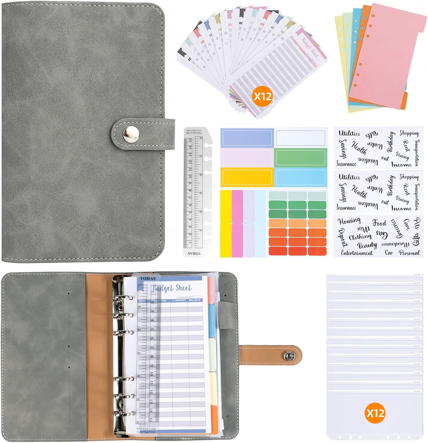 A6 Budget Planner, Libro del Risparmio con Cash Envelopes per Cash Stuffing