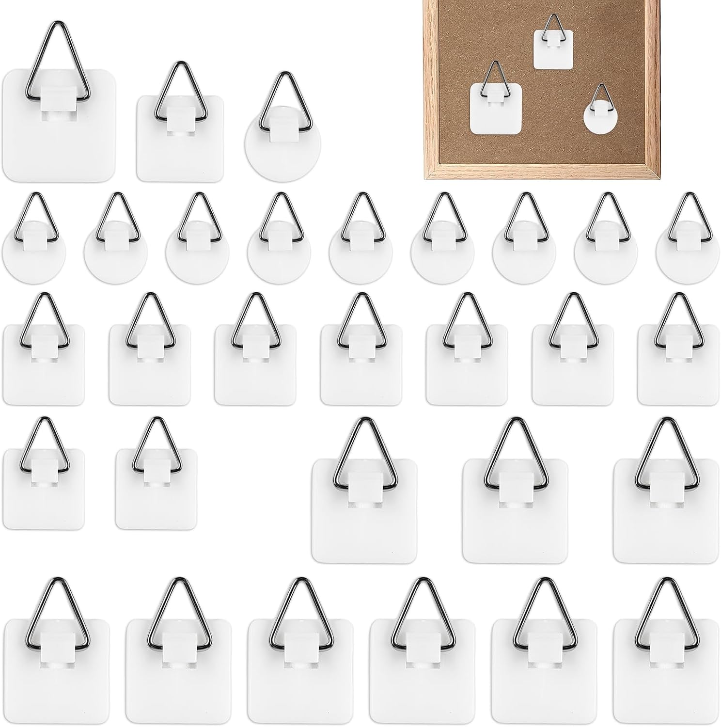 30 Piezas de Ganchos Adhesivos para Cuadros, Colgadores para Cuadros, Adhesive Picture Hooks, Pegatinas sin Taladrar, Soportes Adhesivos para Decoración de Paredes
