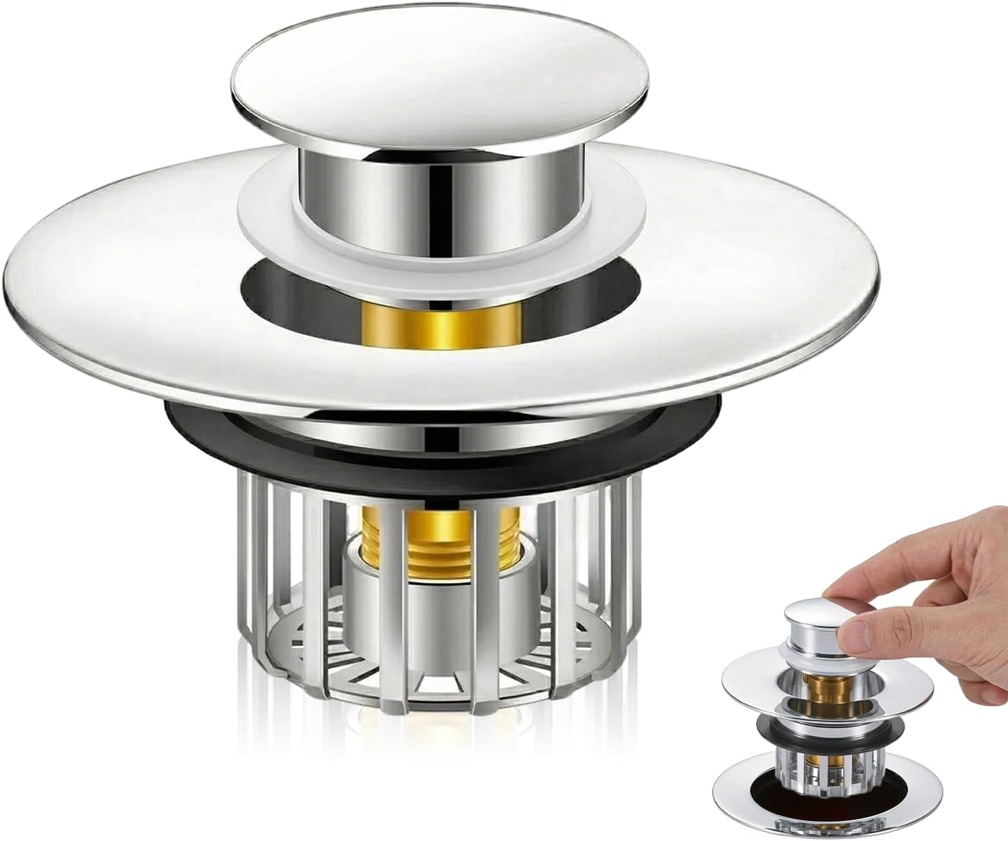 Scarico Lavabo Scanalato con Troppopieno, Piletta Lavabo Bagno