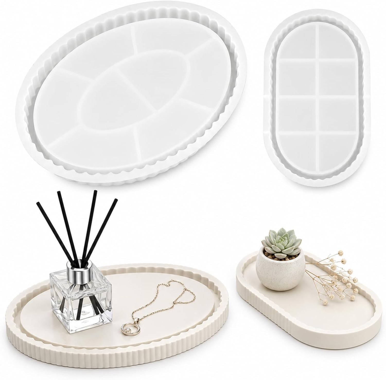 Lot de 2 moules en résine pour dessous de verre, moules en silicone pour dessous de verre, bougeoirs, projets de bricolage, décoration de la maison