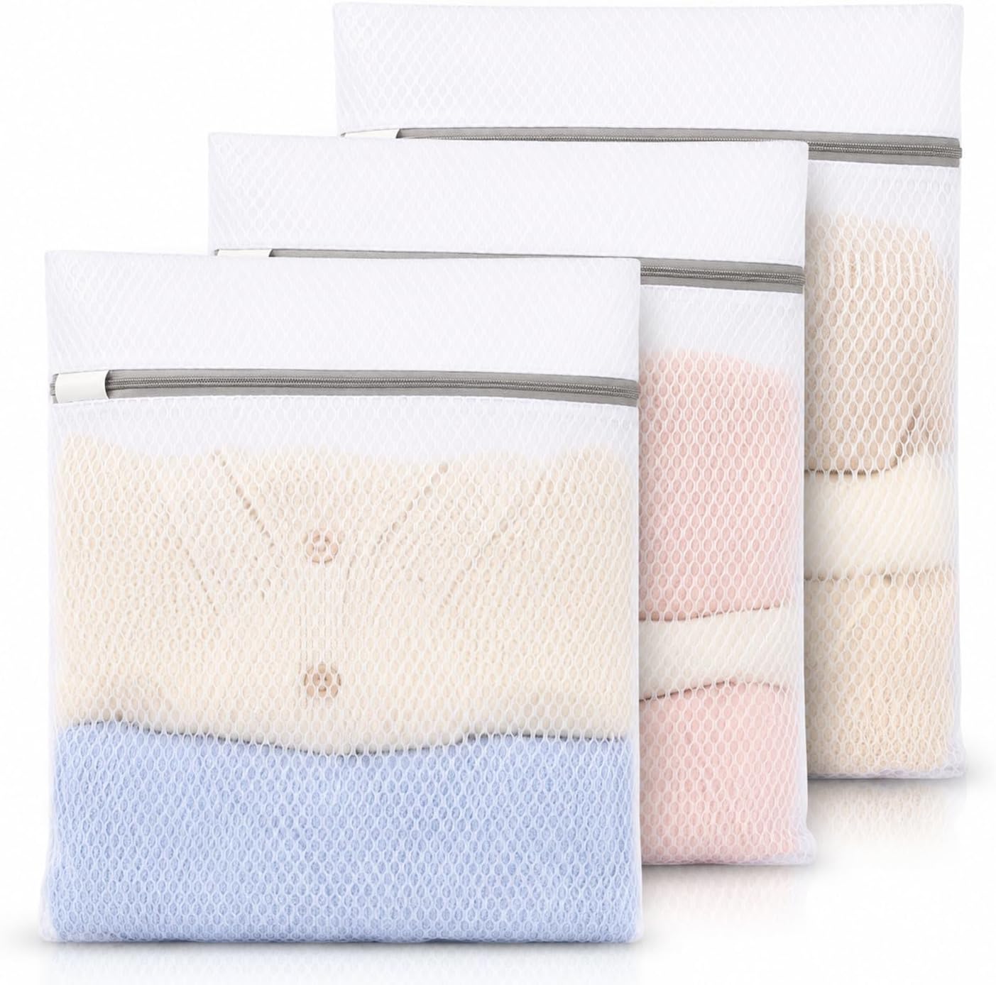 3 Stück Wäschesäcke mit Wabenstruktur, Laundry Bag für Pullover