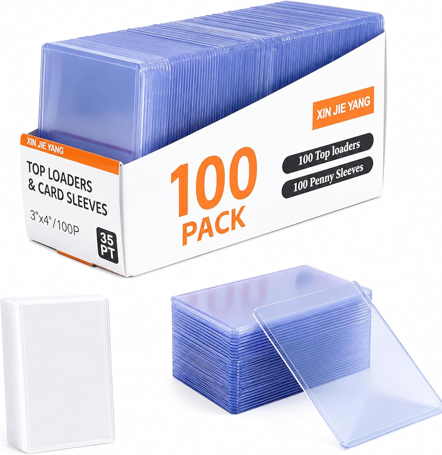 Lot de 100 pochettes pour cartes rigides + 100 pochettes transparentes - 7,6 x 10,2 cm - Top Loader pour cartes à collectionner TCG - Pochettes pour cartes à collectionner MTG, cartes à collectionner