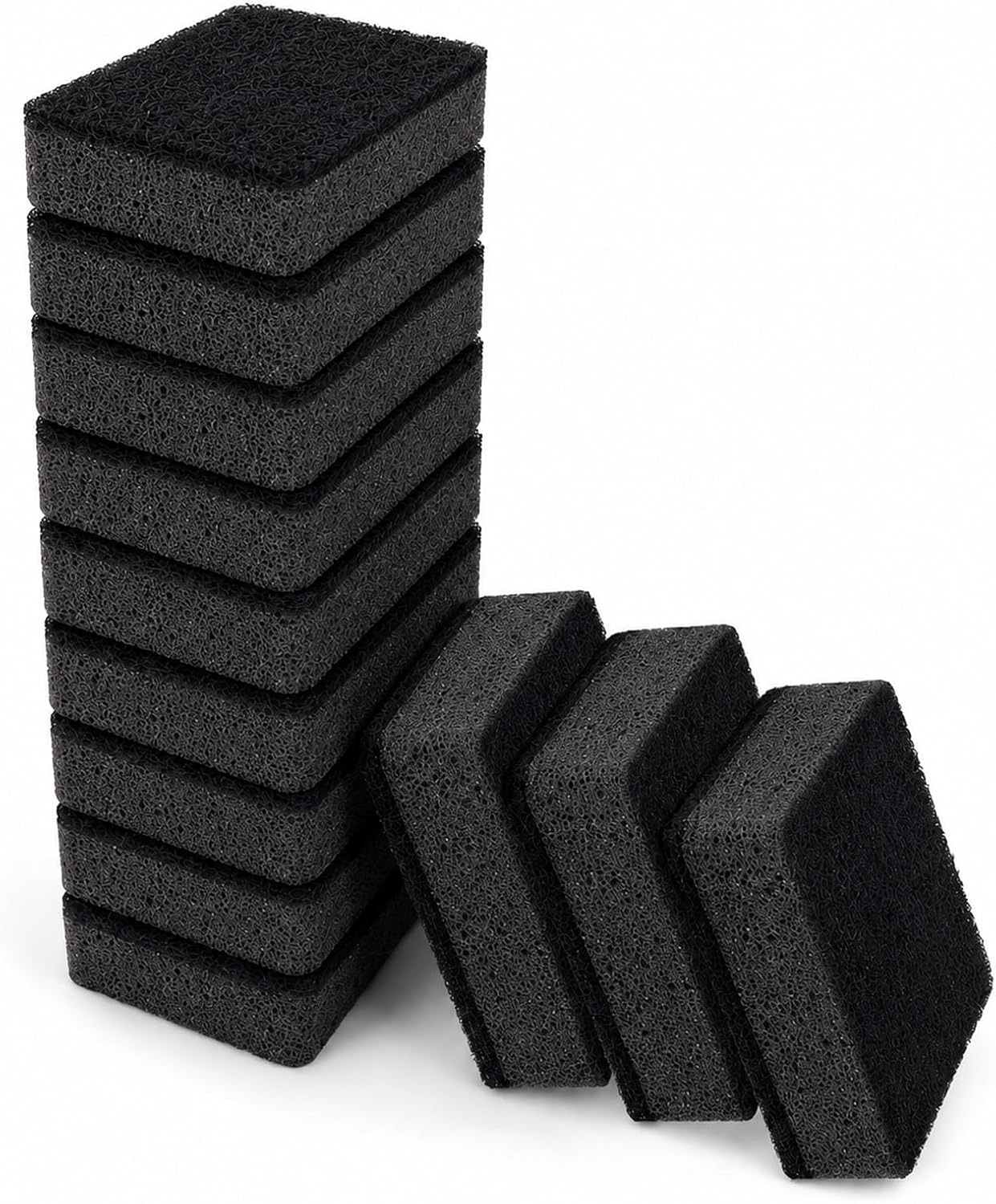 Esponja para Lavar Platos, 12 Unidades, 11 x 7 x 3 cm, Esponja de Limpieza Negra con Fieltro abrasivo, Esponja de Cocina, Esponja de Limpieza de Suciedad persistente