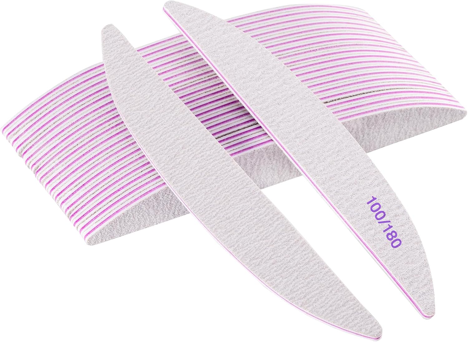 Limes à Ongles Professionnelles, Lot de 20 Grain 100/180 Double Face Robustes Lavables pour Ongles en Acrylique et Naturels Salon et Maison