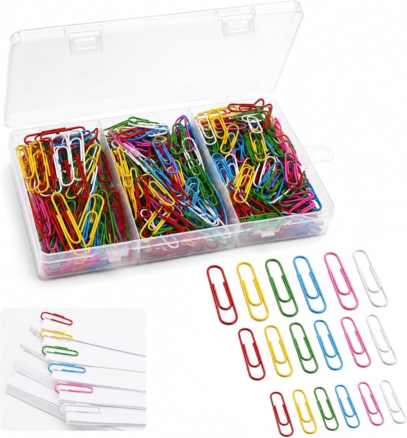 Carehabi 400 Pezzi Graffette Colorate Graffette Ufficio per Carta in 3 Dimensioni Assortite (28mm, 33mm, 50mm) Graffettes Pinzatrice per Organizzazione Documenti Cancelleria da Ufficio e Scuola