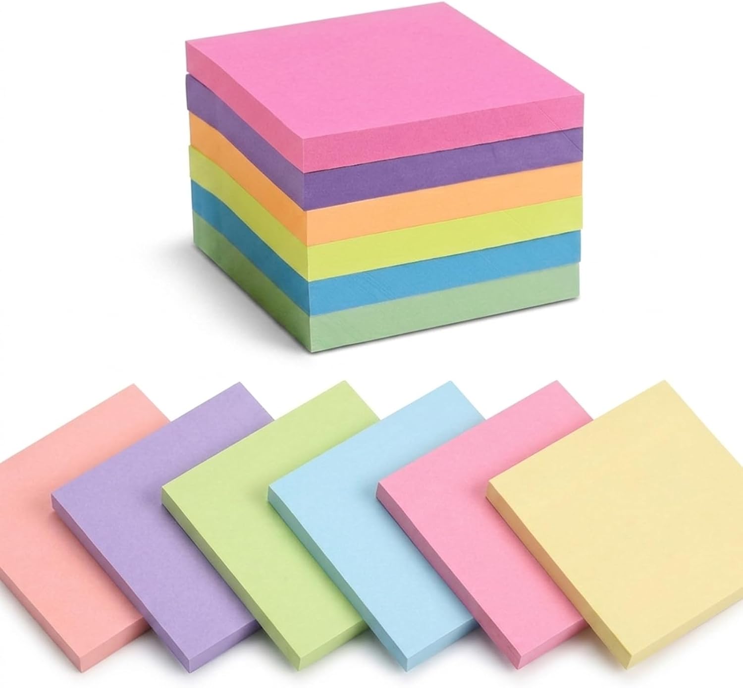 Carehabi Haftnotizen 1200 Blatt 76mm×76mm, Klebezettel 12 Blöcke zum Beschriften, Wiederaufklebbar Sticky Notes, Bunte Notizzettel und Notizblock Klein für Studium Zuhause, Büro
