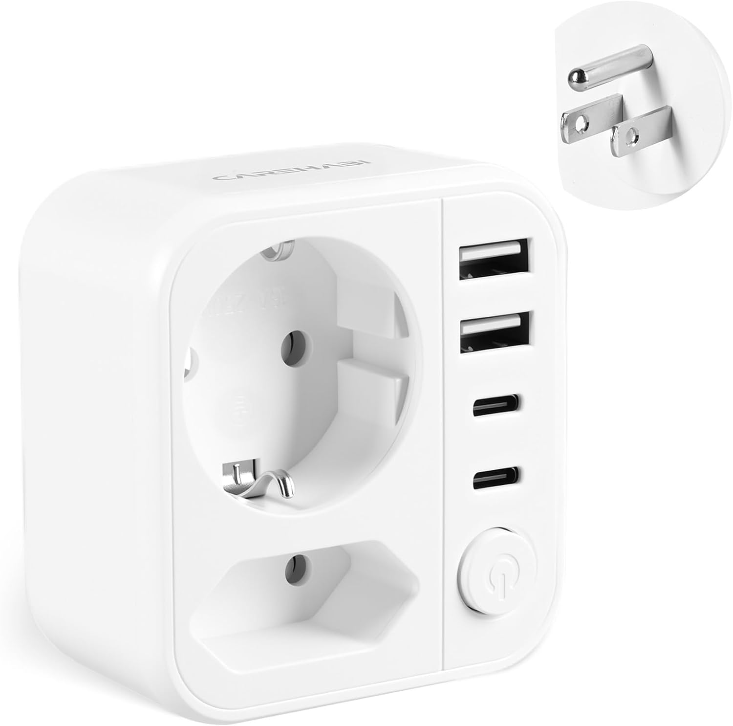 Adattatore Presa Americana, Adattatore USA con 2 USB C + 2 USB-C Europa Spagnola 2-Pin a 3-Pin USA per Messico, Canada, Tailandia, Perù, Colombia, Tipo B