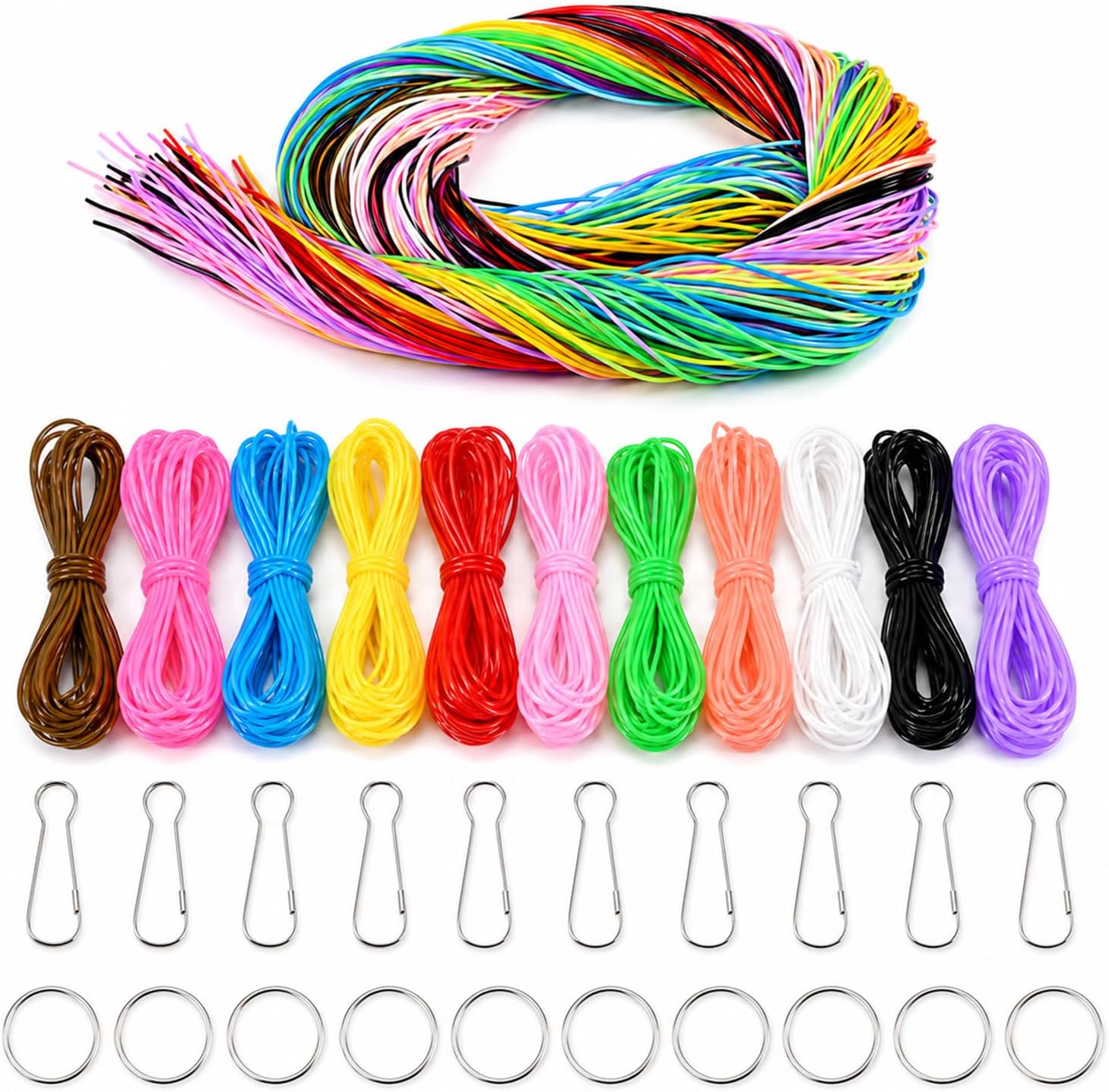 Set van 200 draden voor Scooby Doo, Scooby Doo draden, 20 kleuren, 10 m, scubidu glitter voor het maken van armbanden, halskettingen, handgemaakte sieraden, parelkoord, sleutelhangers