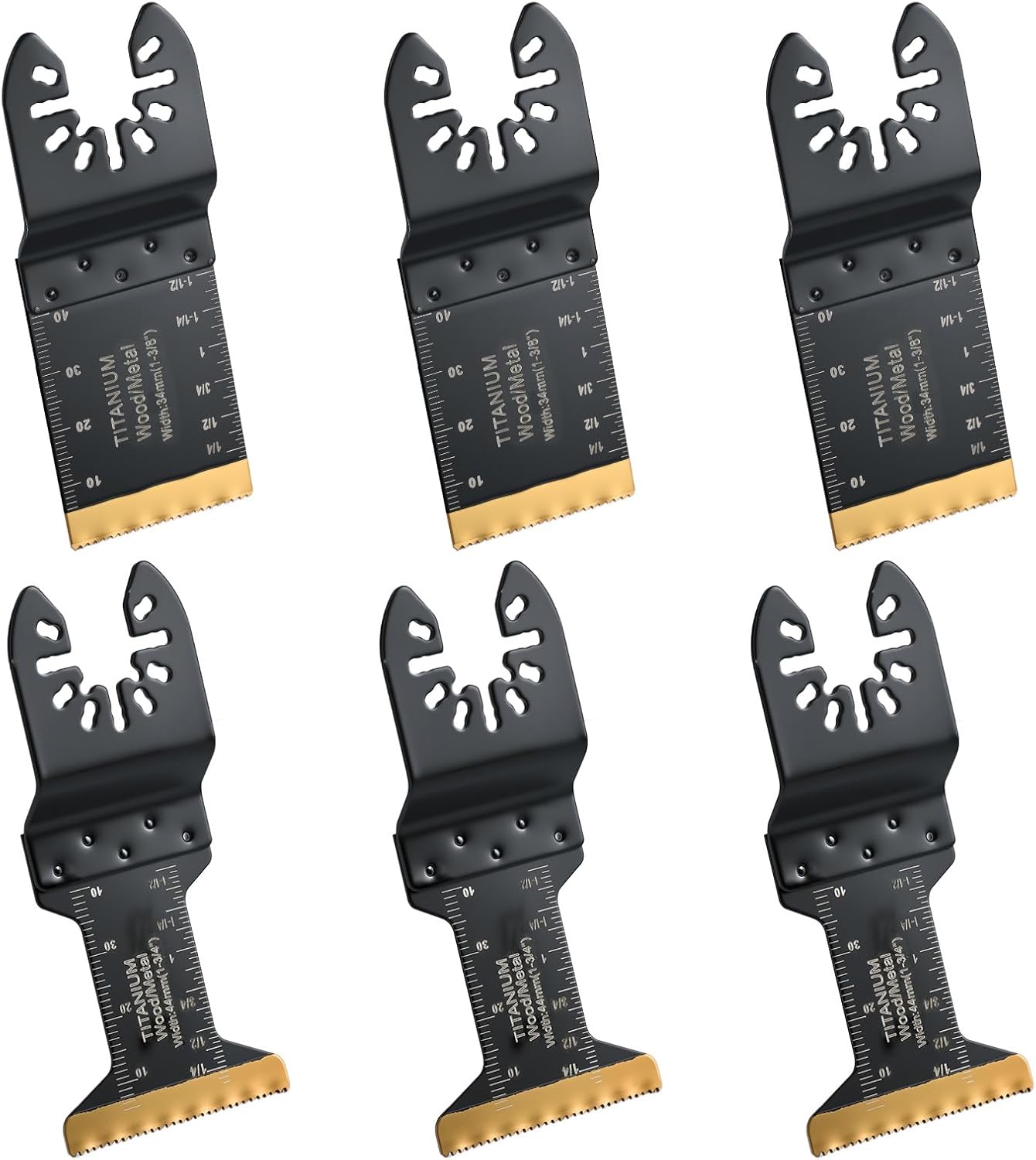 Lot de 6 lames multifonctions en titane, outil multifonction oscillant 34 mm 44 mm, coupe de matériaux à haute dureté, lames outil multifonction pour Fein Multimaster Einhell Bosch