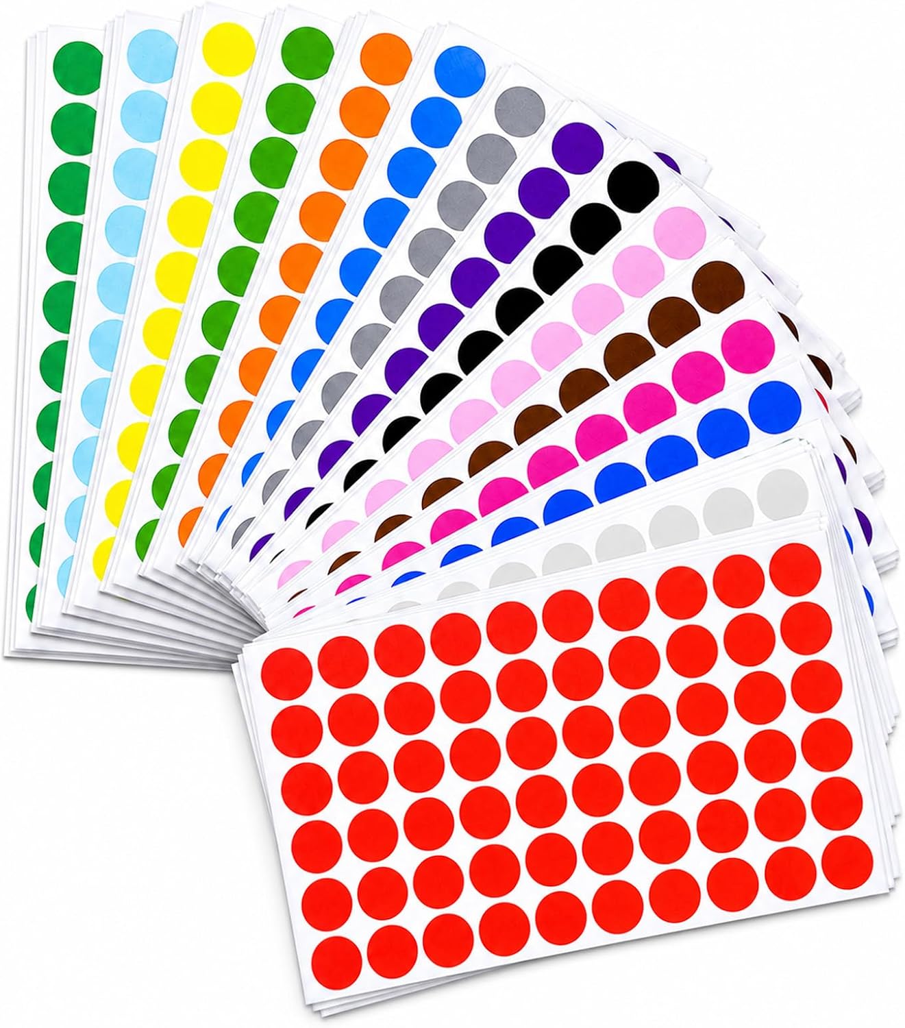 2430 Bunte Klebepunkte 20 mm, Runde Punktaufkleber Selbstklebend, Farbige Markierungspunkte Aufkleber für Büro Schule Kalender Basteln Etiketten, 15 Farben