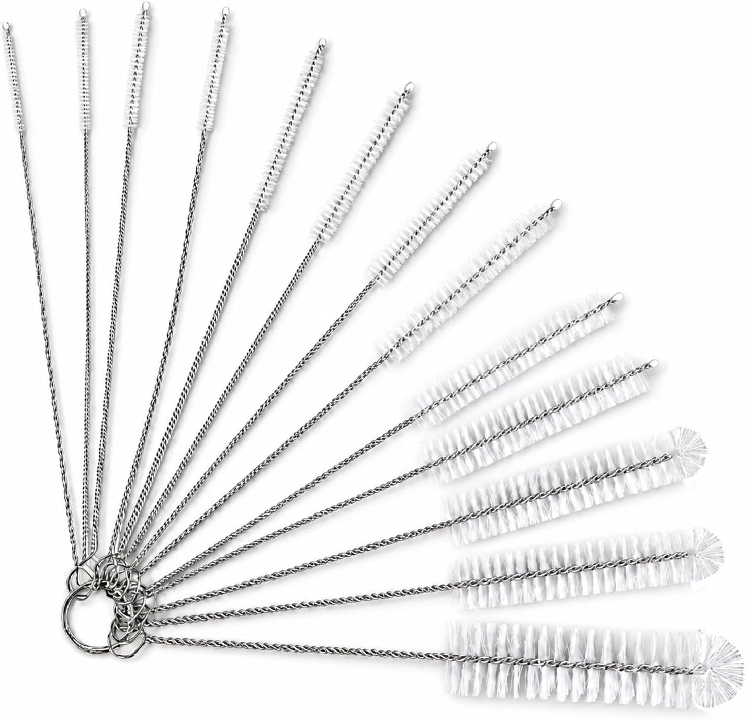 Set di 13 spazzole per la pulizia della cannuccia, piccola spazzola per la pulizia con manico in acciaio inox 304, spazzola in nylon per tubo del latte, per macchina da caffè automatica, teiera da