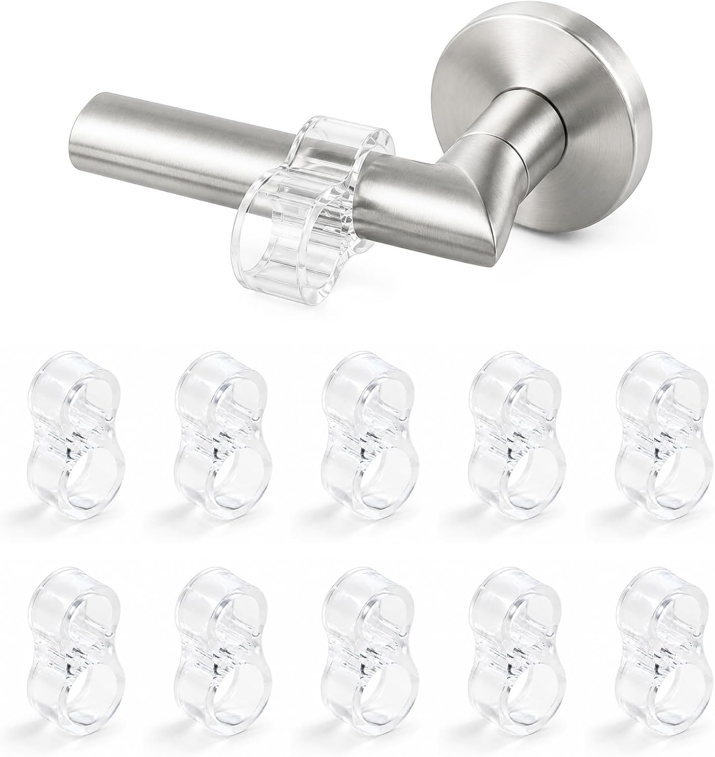 Deurstopper, set van 10 stuks, transparant, 8-vorm, deurgreepbescherming, 15-18 mm, deurklink, stopper, deurbuffer, wandbescherming voor deurklinken en ramen