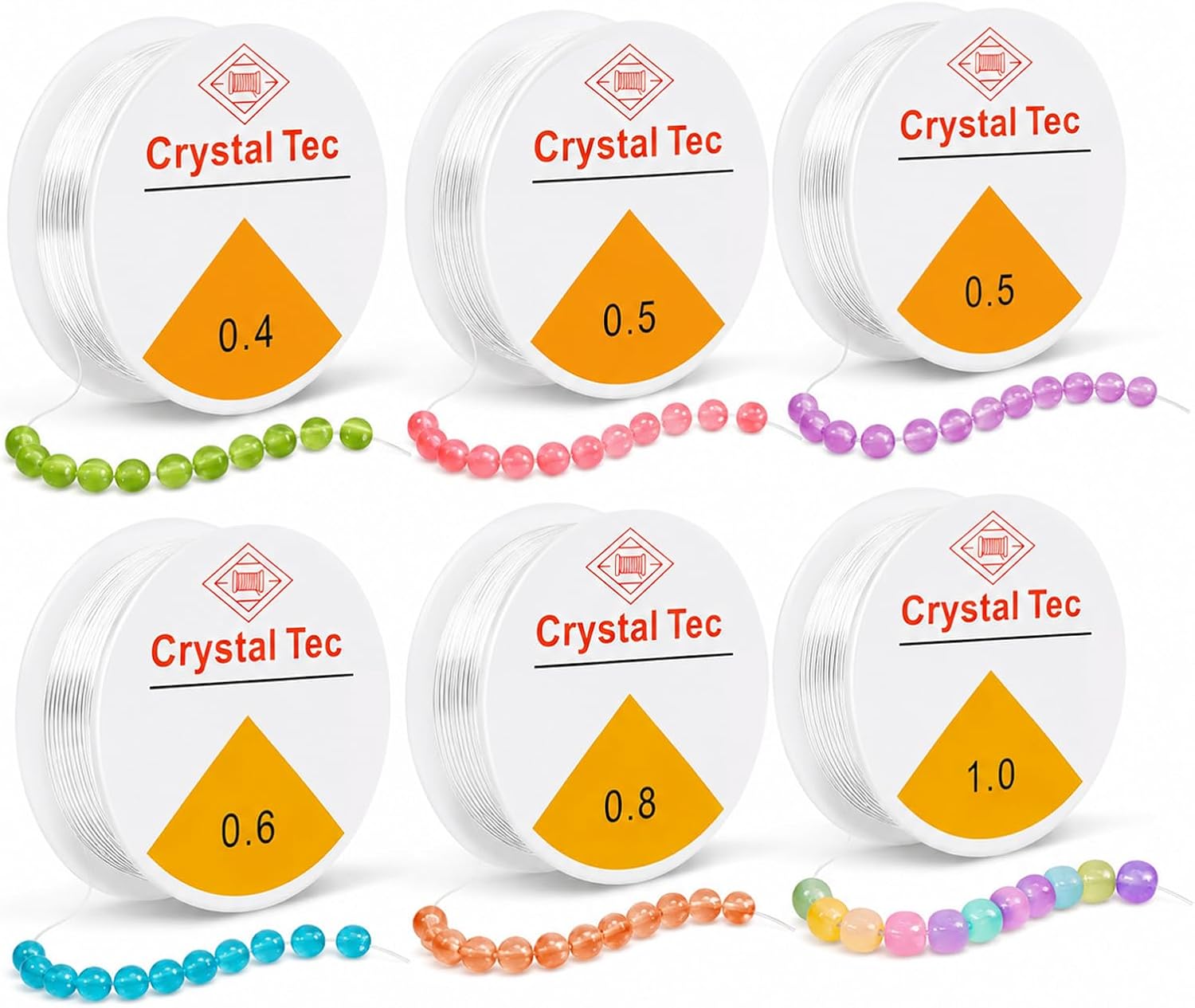 Fil Elastique pour Bracele, 6 Rouleaux Elastique pour Bracelet 0.4mm 0,5mm 0.6mm 0.8mm 1mm Transparen Fil pour Bracelet Perle, Fil Nylon pour Bracelet Bijoux en Perles Bricolage