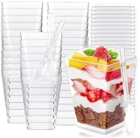 Carehabi Desserttassen-Set, 30 Stück, 160 ml, Klar, Quadratisch