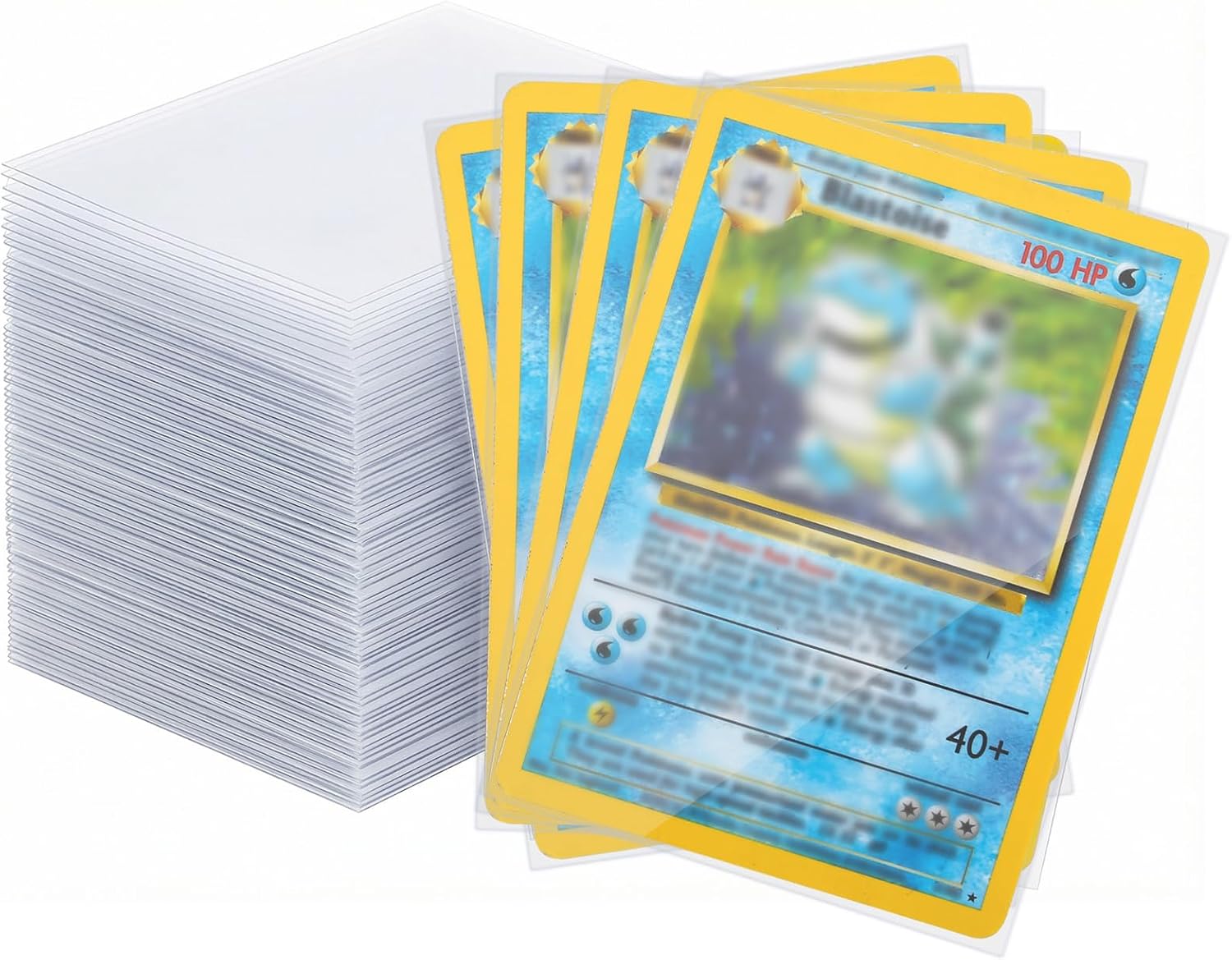 Fundas Cartas, 300 Fundas Para Cartas 66 X 92 MM 0.2 MM Más Grueso Transparente Soft Sleeves para Trading Cards Pokemon