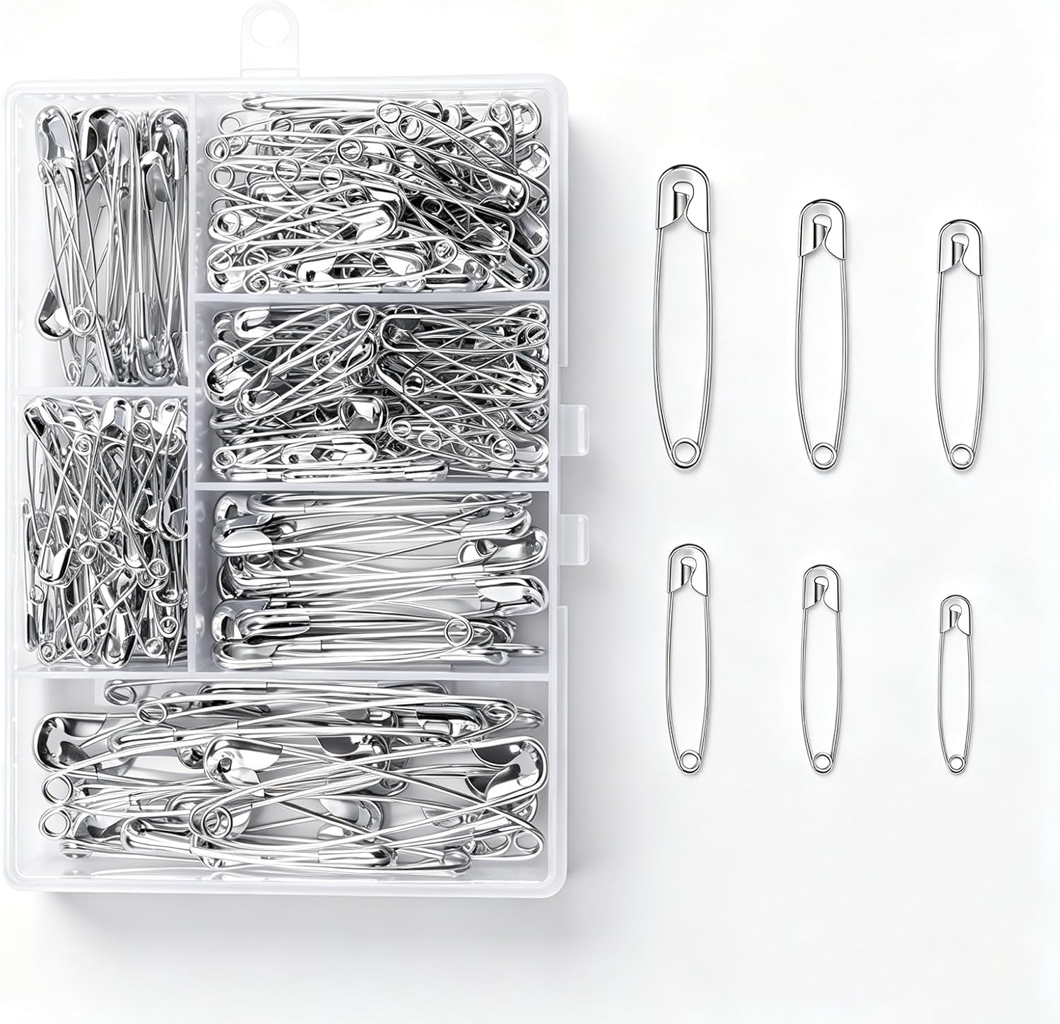 300 Stück Sicherheitsnadeln, 6 Größen 18mm - 53mm Rostbeständig Safety pins, Haltbar Safety pins für Kleidung Kunsthandwerk Nähen