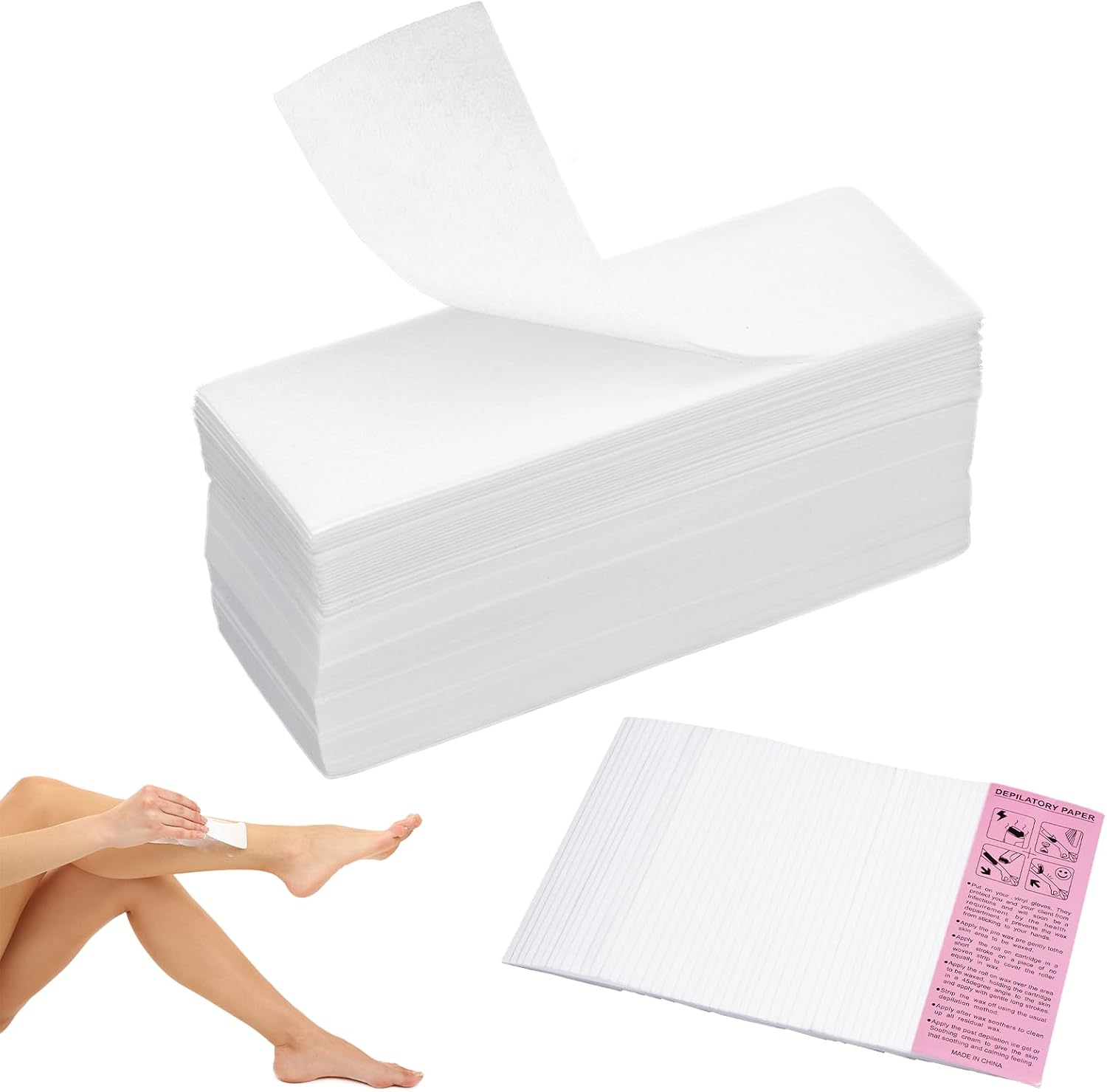 Bande de Cire Epilation 200 Pièces de Cire Épilatoire Papier Non-Tissés pour Cire Chaude et pâte à Sucre Bande Cire Épilation pour L'épilation du Corps, Jambes et Visage