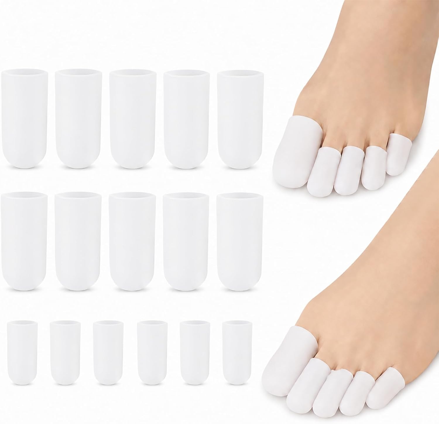 16PCS Protector Dedos Pies Silicona, Dedales de Silicona, Toe Cap and Protector for Pain Relief, Missing or Ingrown Toenails, Corns, Calluses, Blisters