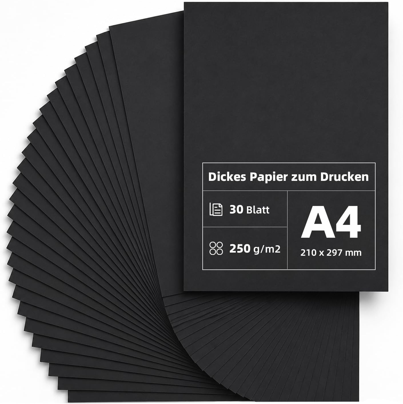 Dickes Papier A4 zum drucken Premium A4-21 x 29,7 cm (Schwarz-30, dickes papier)