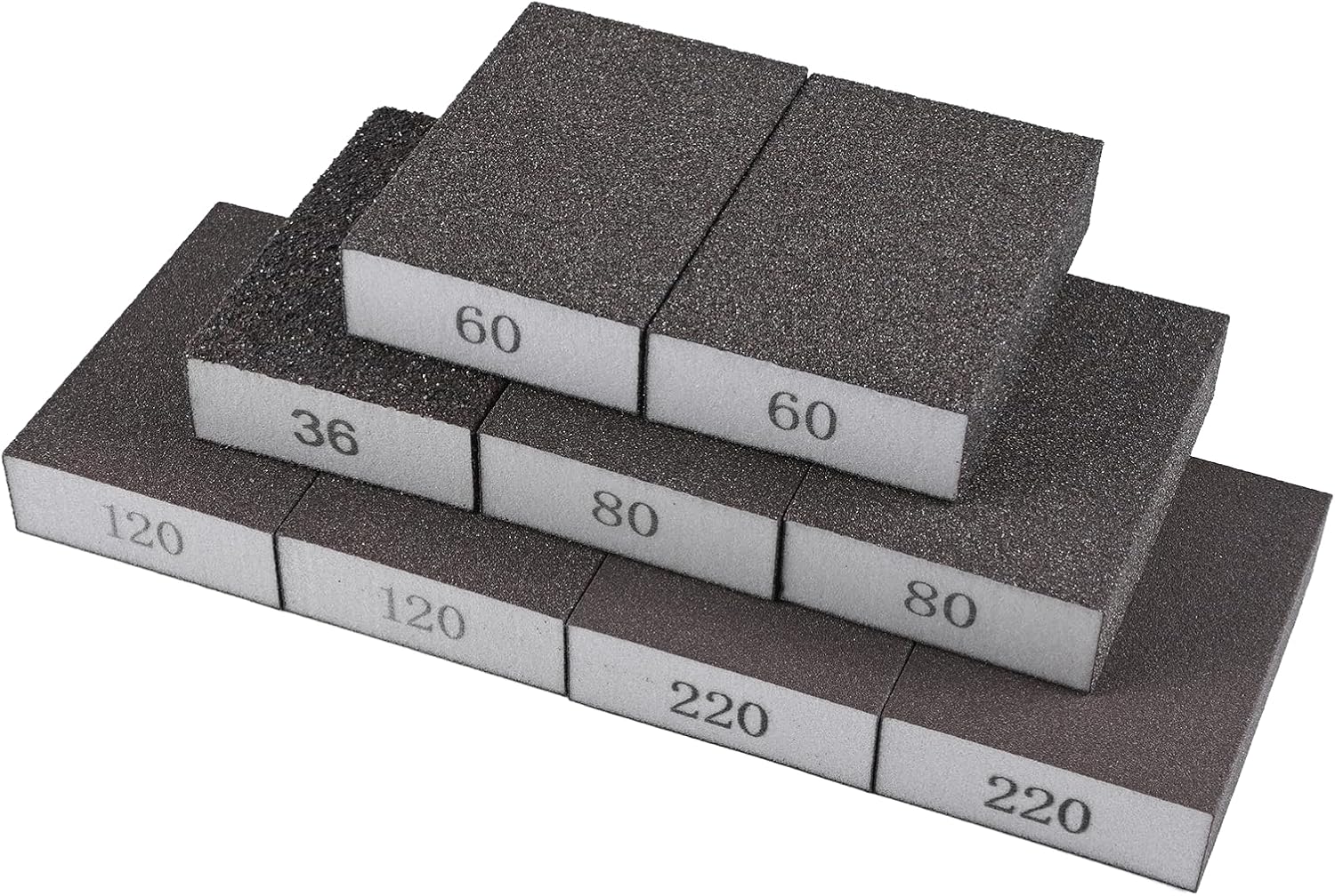 9 Pcs Schleifschwämme Set Körnung 36/60/80/120/220 Nass und Trocken Schleifpapier Fein für Holz Auto Metall Lack Wände Glas Soft Pad Nassschleifpapier