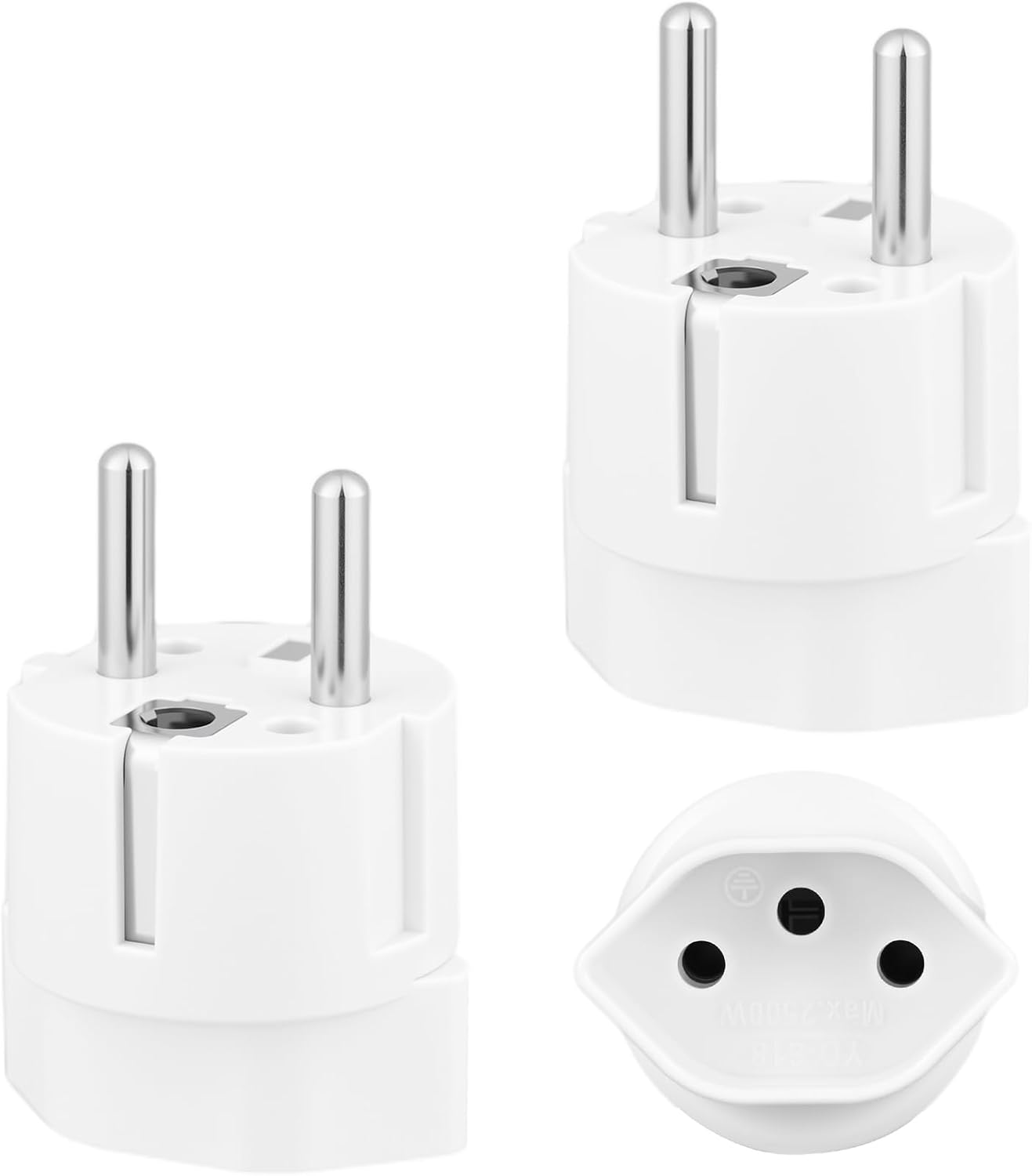 Adaptateur Fiche Suisse vers Europe, Type J vers Type E/F Schuko Adaptateur pour Allemagne, France, Espagne, Pays-Bas, Autriche, Portugal