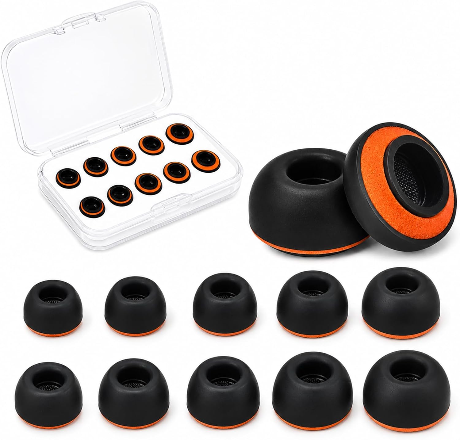 5 Pares Negro Espuma Memoria Almohadillas para AirPods Pro 3, Antideslizantes Repuesto Tapones con Estuche Almacenamiento, Aislantes Ruido & Ajuste Cómodo para Correr, Gimnasio, Viaje (XS/S/M/L/XL)