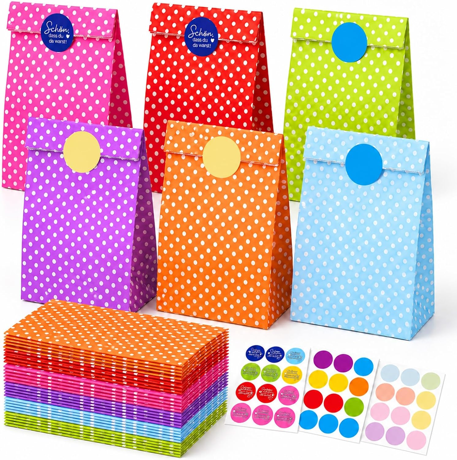 30 Stück Sacchetti di Carta con 36 Adesivi sacchetti