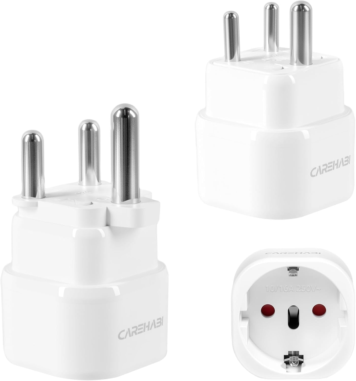 Lot de 2 adaptateurs de voyage - Fiche d'Afrique du Sud - Connecteur Inde - Prise d'alimentation type D/M - Adaptateur d'alimentation IN - Prise européenne vers Afrique du Sud, Inde, Sri Lanka