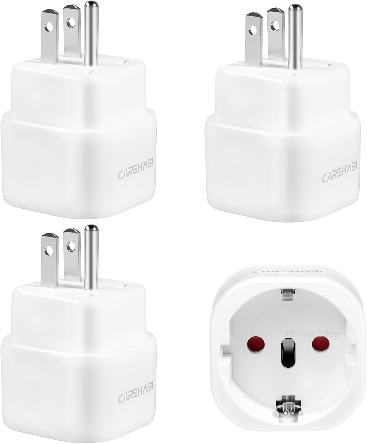3 Stück Reiseadapter USA Adapter Steckdose Kanada DeutschlandStecker, Reiseadapter Typ B Steckdose, Steckdosenadapter USA für EU nach Amerika/Kanada/Mexiko/Thailand