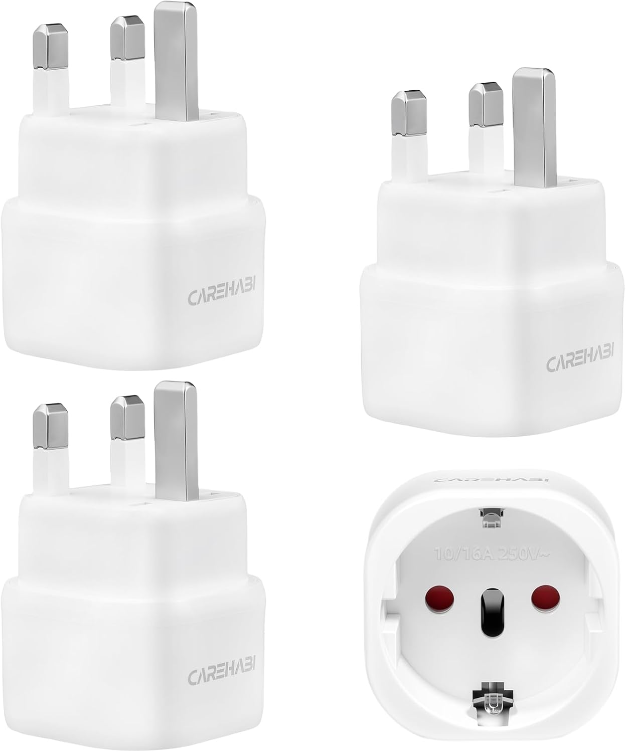 3 Stück Reiseadapter UK Adapter England Deutschland Stecker, Reisestecker Typ G Steckdose, Reiseadapter UK, Steckdosenadapter England für EU nach England/Schottland/Irland/Dubai/Malediven