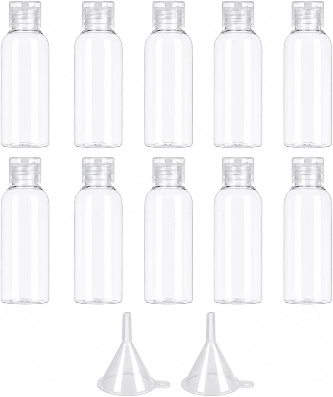 Reiseflaschen 100ml Set, 10 Flaschen mit 2 Trichtern