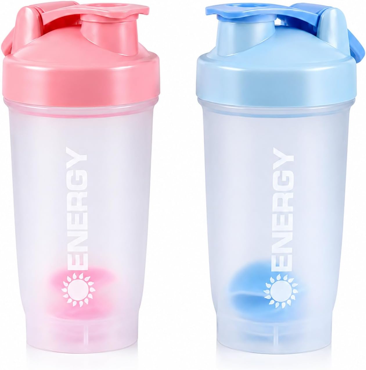 Shaker Proteinas 500ml Set de 2, Vaso Mezclador Proteinas con bola mixta